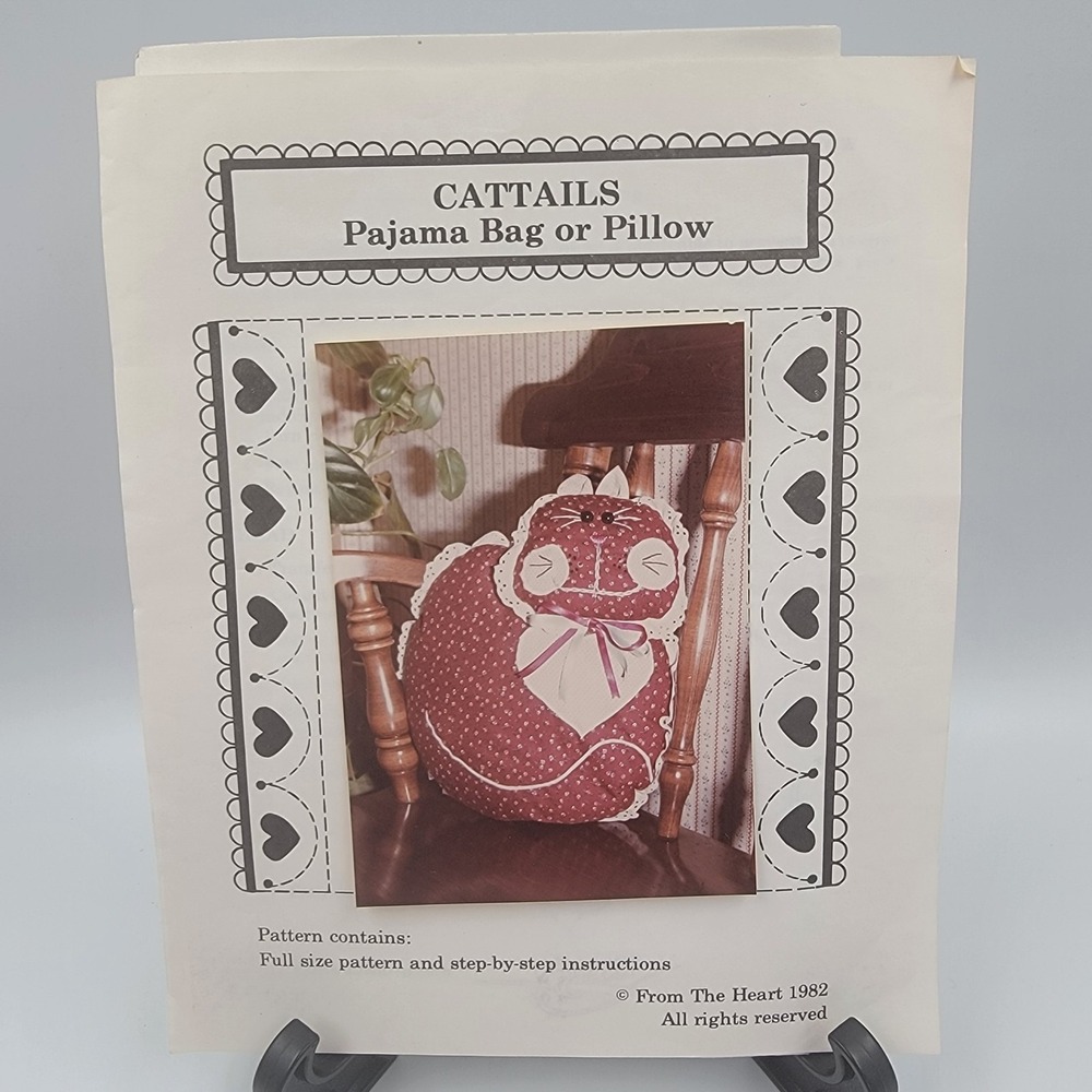 From The Heart 1982 Cat Tails Pajama Bag Or Pillow Pattern NEW